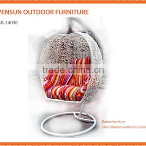 Garden Outdoor Rattan Patio Hanging Swing Chair Seat White thumbnail-1