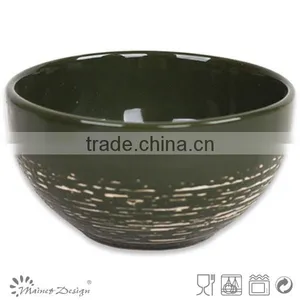 AB Grade Stoneware Rice Bowl for Home Use Ceramic Bowl Solid Color With Antique Brush thumbnail-1