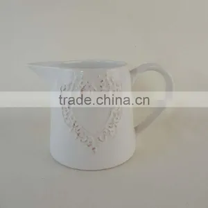 500ml White Color Emboss Ceramic Kettle Jug thumbnail-1
