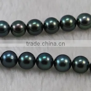 2016 Fashion 9-10mm Peacock Round Tahitian Pearl Strand thumbnail-2