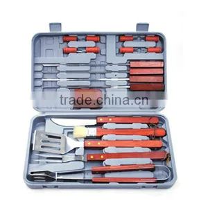 BQ-0001 / 18 Pcs Hard Wood Handle Barbeque Set thumbnail-1