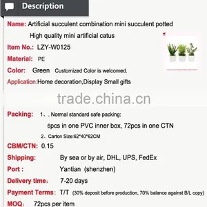 Artificial Succulent Combination Mini Succulent Potted High Quality Mini Artificial Catus thumbnail-2