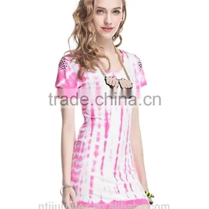 Women Tie Dye Rayon/stretch Jersey Dress, Women Tie Dye T-shirt Dress thumbnail-2