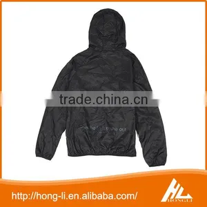 Mens's Casual Outdoor Wear Custom Printed Lightweight Waterproof Black Windbreaker Jacket thumbnail-2