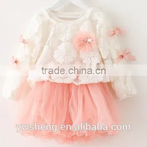 Top Quality Baby Girls Dress Cheap Long Sleeve Children Princess Lace Top Dress thumbnail-3