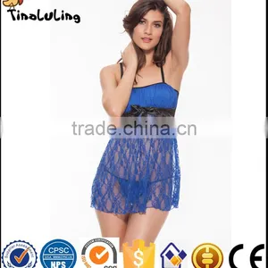 Cheap Night Wear Wholesale Sultry Women Royal Blue Beauty Sexy Lingerie Manufacture thumbnail-1