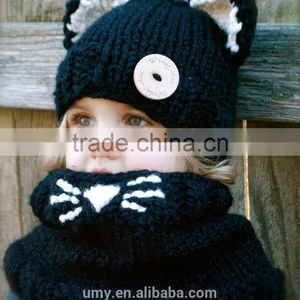 2017 Cat Pattern Hat With Scarf Boutique Winter Baby Hat thumbnail-1