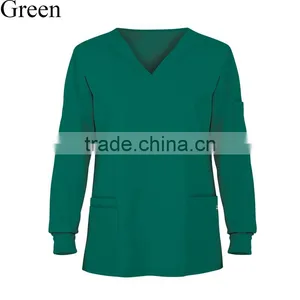 2016 New Arrival Medical Scrub Uniforms Long Sleeve Unisex Scrub Top thumbnail-1