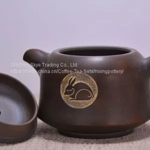 Pure Hand Carving Tea Pots Clay Teapot Rabbit Design Teapots Make in China thumbnail-3