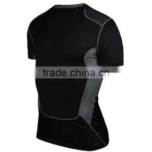 2017 New Fashion Desgin Plain Color 88%Polyester 12%Spandex Breathable Stretch Tank Top T-shirt Sport Men T Shirt thumbnail-4