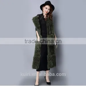 Real Natural Genuine Rabbit Fur With Lamb Fur Vest Women WinterMongolia Sheep FuMongolia Sheep Fur Coat thumbnail-1
