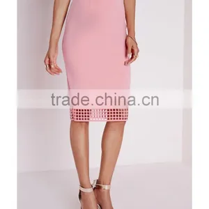 Wholesale High Waist Grid Pattern Pencil Skirt Lady Midi Skirts thumbnail-2