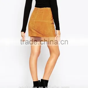 Latest High Rise Lady Skirt Design Soft-touch Suede Mini Skirt thumbnail-3