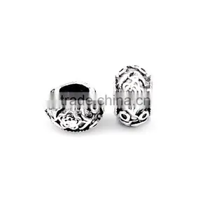 Mix Antique Silver Plated Oxidized Metal Beads Charms Set Mix Lot,Antique Silver Starter Charm Bracelet Spacer Beads Fits thumbnail-1