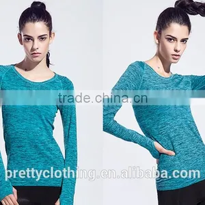 Women's Space Dye Long Sleeve Quick Dry Crew Neck Running Shirt for Workout Hiking Yoga Gym Sport thumbnail-4