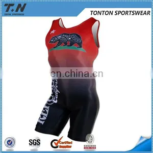 Custom Mesh Polyster Mens Wrestling Singlet thumbnail-3
