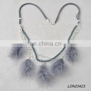 Real Feather Necklace Boho Style Leather Neckalce Gift for Women thumbnail-2
