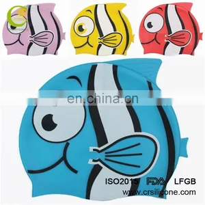 Children Kids Silicone Swim Swimming Cute Cartoon Cap Hat Fish Shark Goldfish thumbnail-6