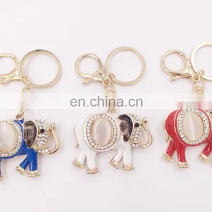 Auspicious Mini Elephant Key Chain Rings Holder Alloy Keyring Women Bag Pendant Accessories thumbnail-5
