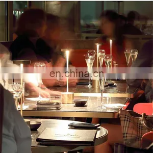 Hot Sale Modern Hotel Style AluminiumTable Lamp USB Rechargeable Battery Cordless Restaurant Led Table Lamp For Dinner thumbnail-6