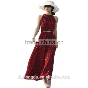 Retail Fashion Women's Polka Dots Maxi Long Casual Summer Beach Party Chiffon Dress,Big Size Women Sundress Free Shipping thumbnail-1