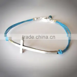 Pure Handmade Braid Wax Cord Bracelet Brass Angel Wings Metal Charm Bracelet thumbnail-5