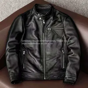 2021NEW FASHION WASHED MEN'S GENUINE COWSKIN LEATHER JACKET FACTORY HOT SALE thumbnail-3
