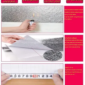 Kitchen Splash Plate Stickers, Aluminum Foil Orange Peel Texture Wallpaper, Waterproof Removable High-temperature DIY Wallpaper, Wall Stickers in the Kitchen thumbnail-3