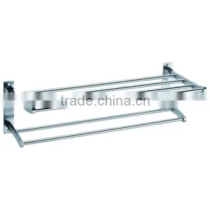 High Quality 304 Stainless Steel Bathroom Double Layer Corner Towel Rack thumbnail-1