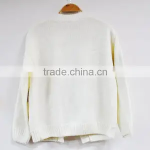 Designer Wool Spinning White Cardigan Sweaters for Girls thumbnail-5