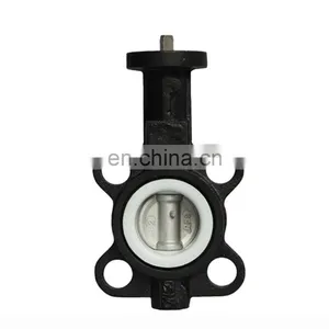 DN150 PN16 6 Inch 12 Volt PTFE Lined Wafer Type Type Electric Actuator Motorized Electric Water Flow Control Butterfly Valve thumbnail-3