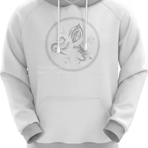 Customized Sublimation White and Grey Hoodie With Pocket thumbnail-1