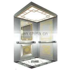 630kg~1600kg,1.0m/s~1.75m/s Machine Room Elevator Cabins, Luxury Residential Passenger Cabin thumbnail-3