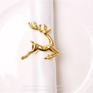 Table Accessories Rose Gold Silver Christmas Napkin Ring With Elk Plum Deer Style thumbnail-5