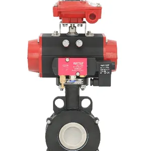 Pneumatischer oder elektrischer Aktuator kompatibles vollfluorbeschichtetes Schmetterlingsventil mit Ein/Aus- und intelligenter Regeloptionen thumbnail-1