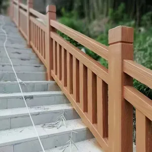 Imitation Wood Guardrails for Parks, Scenic Spots, Rivers, Fish Ponds, Anti - Collision Reinforced Concrete Imitation Rattan Railings, Rural Wood - Grain Fences, Manufacturer thumbnail-3