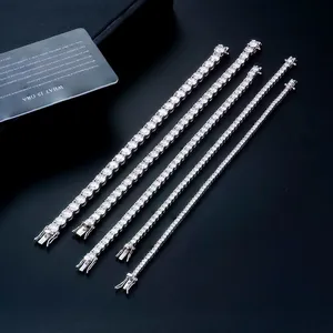 S925 Necklace Moissanite Wholesale Custom Men's Tennis Chain Bracelet Trendy Hip Hop Style With 925 Ice 2-6mm VVS1 Moissanite thumbnail-1