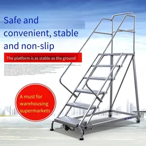 Automatic Braking Elevated Ladder, Movable Elevated Vehicle Etu Yiti You, Convenient to Use in Shelf Warehouses thumbnail-1