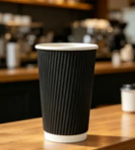 Disposable Biodegradable Ripple Paper Cups for Coffee and Tea thumbnail-5