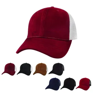 Two Tone Mesh Back Trucker Hat Breathable Cotton Front Panel Adjustable Snapback Outdoor Casual Custom Cap thumbnail-1