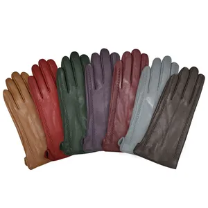 Women Leather Gloves Multiple Color Options Custom Logo Winter Fashion Gloves thumbnail-1