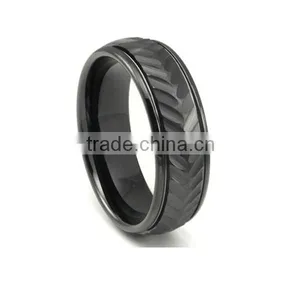 Black Tungsten Carbide 8MM Chevron Newport Wedding Band Ring thumbnail-1