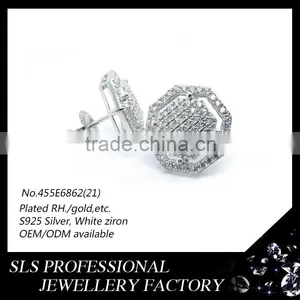 2015 Fashion New Designs Push/screw Back Earring and Round Zirconia Prong Earring for Men's Charming thumbnail-3