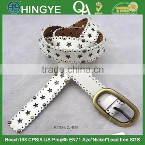 White Color Strap With Studs PU Belt For Women -- E1535 thumbnail-1