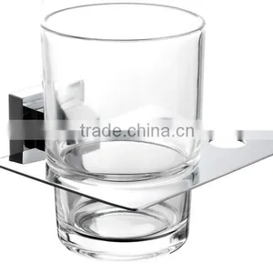 Tumbler Cup and Toothbrush Holder Copper Base With Chrome Finish+Glass Cup thumbnail-1