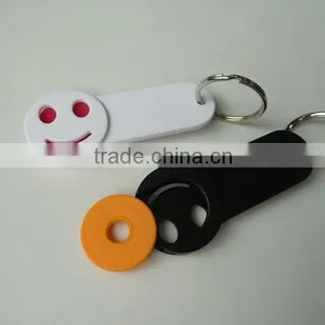 Popular and Cheap Plastic Shiny Euro Coin Holder Keychain thumbnail-1