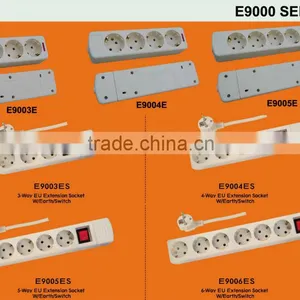 6-way 2 Pin EU Standard Ground Switch Extension Socket thumbnail-2