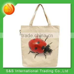 Women Fashion 3D Ladybug Printed Durable Canvas Tote Bag thumbnail-1