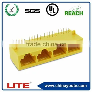RJ45 Connector Yellow 1*4 Port China Supplier ---UTE Factory thumbnail-1