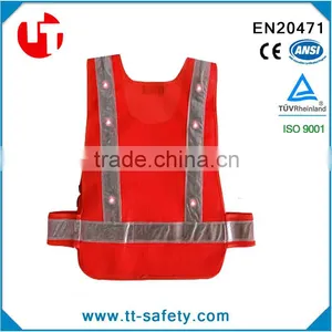 16pcs High Visibility Reflective Led Safety Light Vest Jacket thumbnail-2